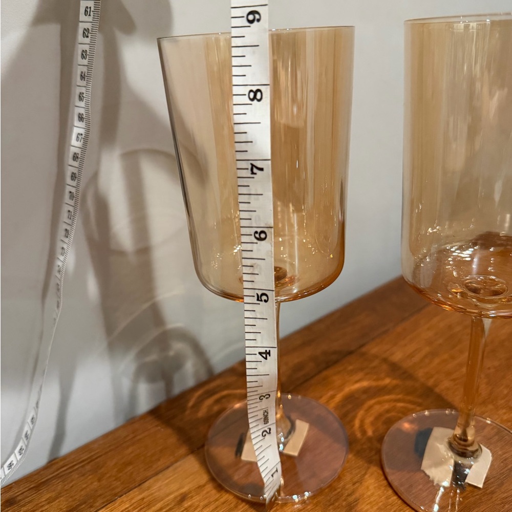 Wine Glasses Set of 2 Amber Glass Modern NEW - Picture 3 of 5